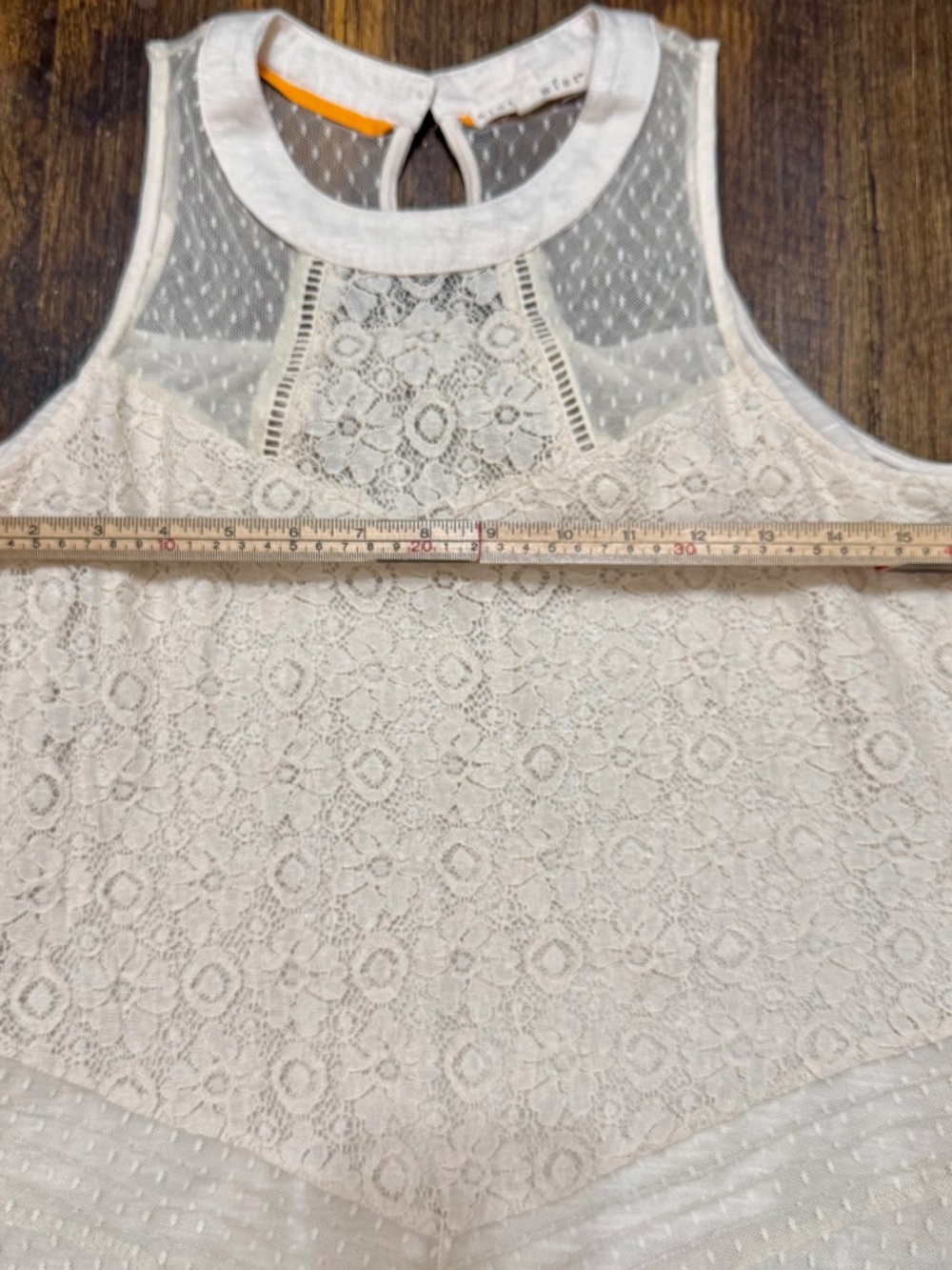 Hint of Mint Sleeveless Lace Mesh Peplum Tank Top Ivory Medium Boho Feminine - Picture 10 of 12